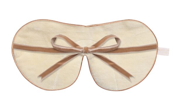 Reverse view of the Holistic Silk oversized Cotton Velvet avender sleep mask with soft Velvet ties for all night superior comfort. With a Cotton Velvet reverse for a perfect face moulding fit.