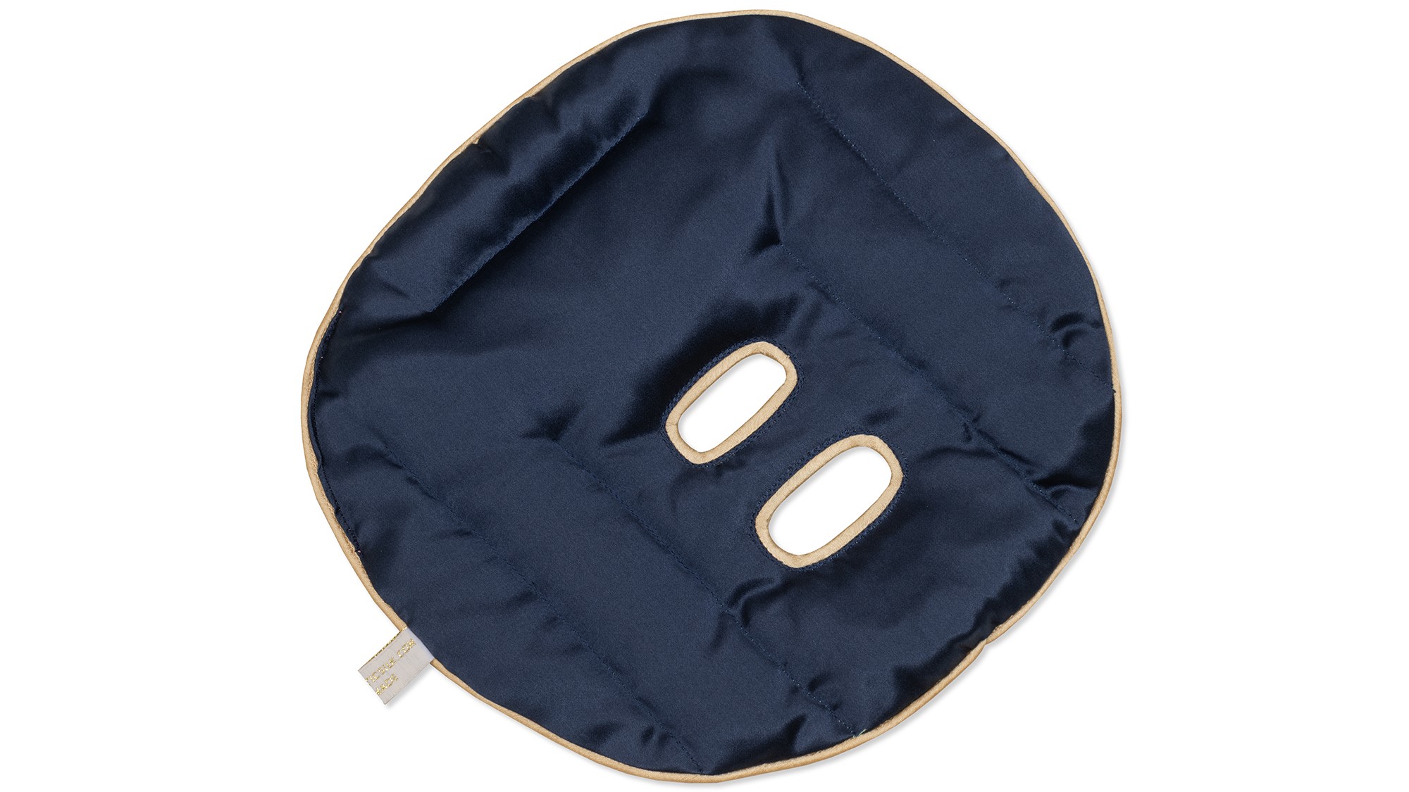 Flat image of the Holistic Silk Face Pillow, designed to dissolve anxiety, promote deep relaxation and soothe tired skin, in a Navy colour on a clear white background.